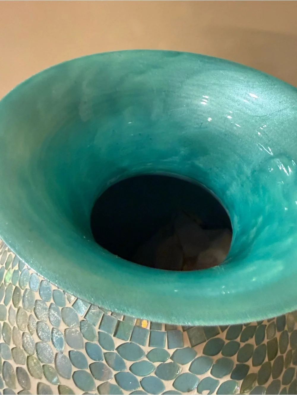 Pier 1 New Sea Glass Mosaic Decorative Vase